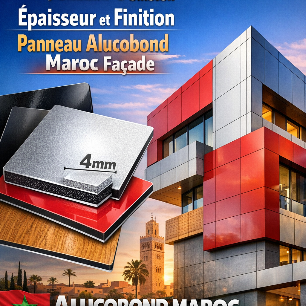 Modern building facade in Morocco with 4mm thick Alucobond panels showcasing smooth and durable finish.