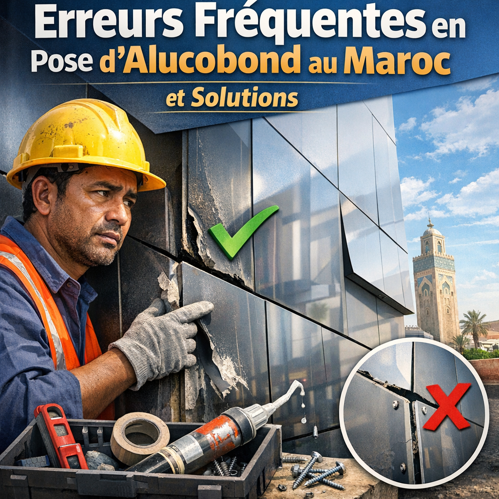 Diagram showing common Alucobond installation errors and solutions for durable facades in Morocco.